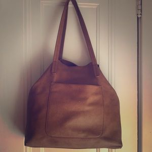 Camel faux leather shoulder bag